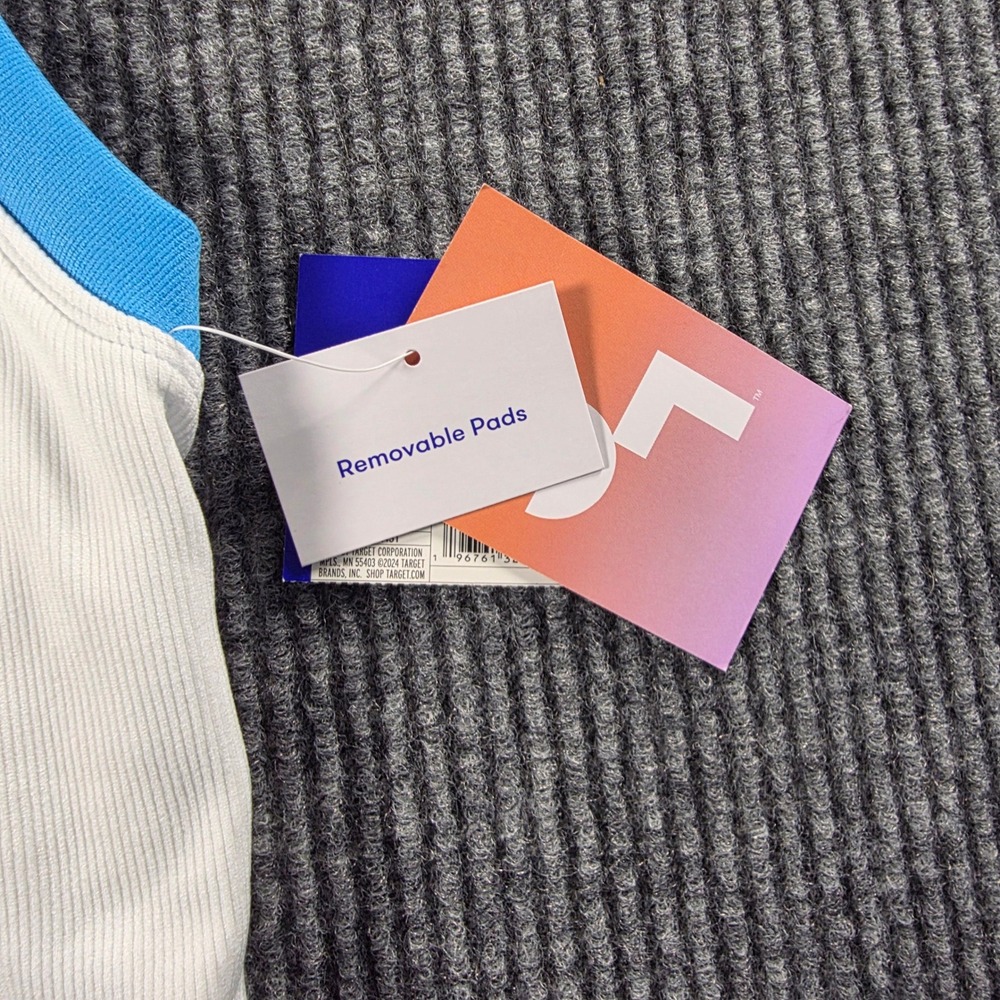 JoyLab Womens Ribbed Seamless Longline Sports Bra Colorblock Red Blue Medium NWT - Picture 3 of 6